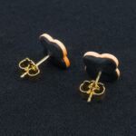 Серьги пусеты клевер Van Cleef оранжевые (золотые)