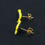 Серьги пусеты клевер Van Cleef фисташковые (золотые)