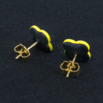 Серьги пусеты клевер Van Cleef фисташковые (золотые)