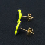 Серьги пусеты клевер Van Cleef лаймовые (золотые)