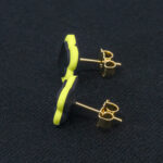 Серьги пусеты клевер Van Cleef оливковые (золотые)