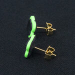 Серьги пусеты клевер Van Cleef изумрудно-зеленые (золотые)