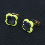 Серьги пусеты клевер Van Cleef хвойные (золотые)