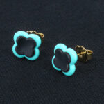 Серьги пусеты клевер Van Cleef карибские (золотые)