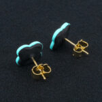 Серьги пусеты клевер Van Cleef карибские (золотые)