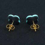 Серьги пусеты клевер Van Cleef карибские (золотые)