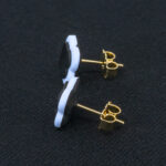 Серьги пусеты клевер Van Cleef небесные (золотые)