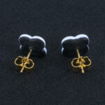 Серьги пусеты клевер Van Cleef небесные (золотые)