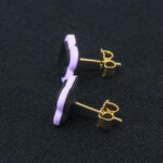 Серьги пусеты клевер Van Cleef сиреневые (золотые)