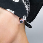 Серьги пусеты клевер Van Cleef сиреневые (золотые)