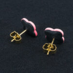 Серьги пусеты клевер Van Cleef интенсивно-красные (золотые)