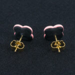 Серьги пусеты клевер Van Cleef личи (золотые)