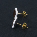 Серьги пусеты клевер Van Cleef горький шоколад (золотые)