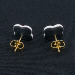 Серьги пусеты клевер Van Cleef красные (золотые)