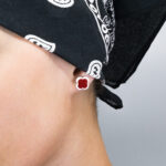 Серьги пусеты клевер Van Cleef красные (золотые)