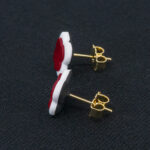 Серьги пусеты клевер Van Cleef арбузные (золотые)