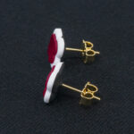 Серьги пусеты клевер Van Cleef малиновые (золотые)