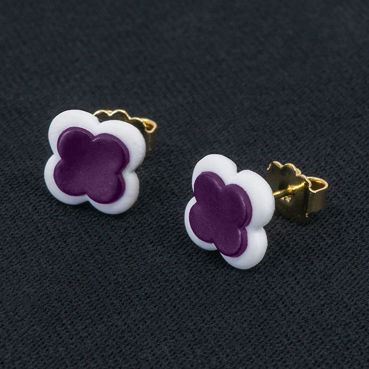 Серьги пусеты клевер Van Cleef виноградные (золотые)