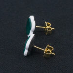 Серьги пусеты клевер Van Cleef морской волны (золотые)