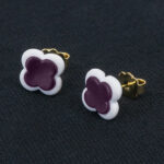 Серьги пусеты клевер Van Cleef ежевичные (золотые)