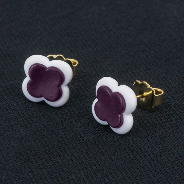 Серьги пусеты клевер Van Cleef ежевичные (золотые)