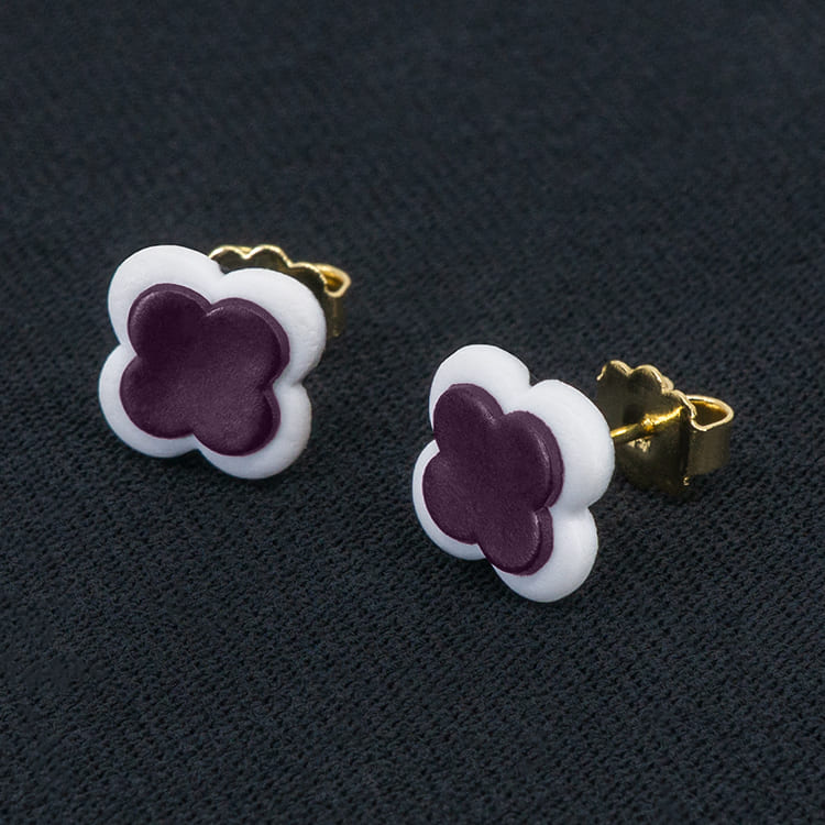 Серьги пусеты клевер Van Cleef ежевичные (золотые)