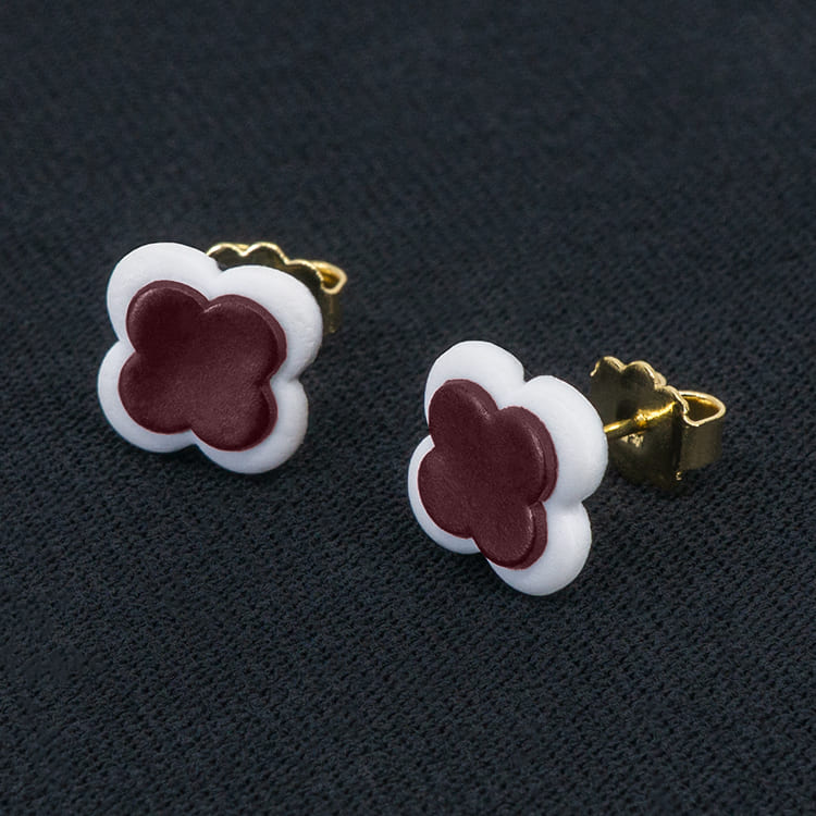 Серьги пусеты клевер Van Cleef ликорис (золотые)