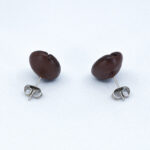 Серьги пусеты кофейные зерна, серьги кофе (бижутерия из полимерной глины и медицинской стали) гипоаллергенные