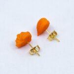 Серьги пусеты физалисы золото (Бижутерия)