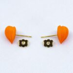 Серьги пусеты физалисы золото (Бижутерия)